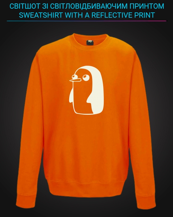 sweatshirt with Reflective Print Cute Penguin - 5/6 orange