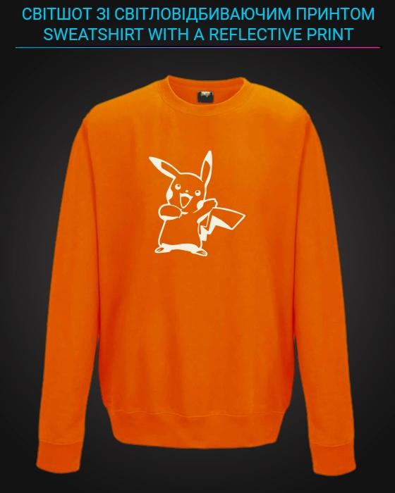 sweatshirt with Reflective Print Cute Pikachu - 5/6 orange