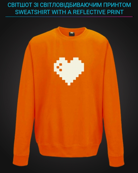 sweatshirt with Reflective Print Pixel Heart - 5/6 orange