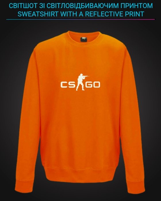 Свитшот со светоотражающим принтом CS GO Логотип - 5/6 оранжевый