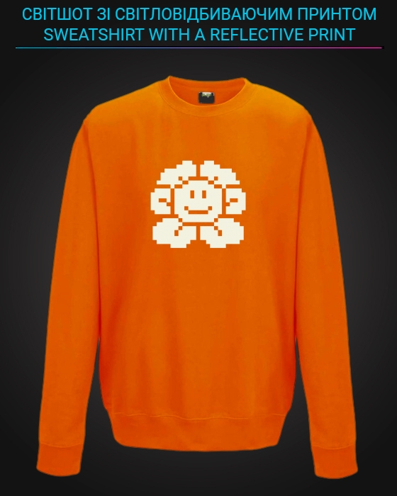 Світшот з світловідбиваючим принтом Піксельна квітка - 5/6 помаранчевий