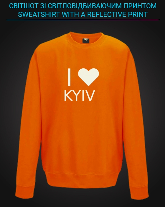 sweatshirt with Reflective Print I Love KYIV - 5/6 orange