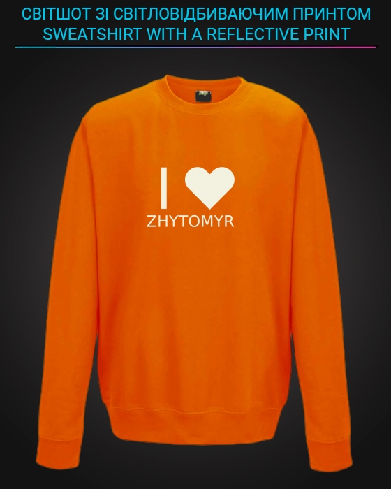 sweatshirt with Reflective Print I Love ZHYTOMYR - 5/6 orange