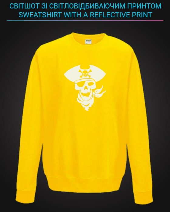 sweatshirt with Reflective Print Pirate Skull - 5/6 yellow