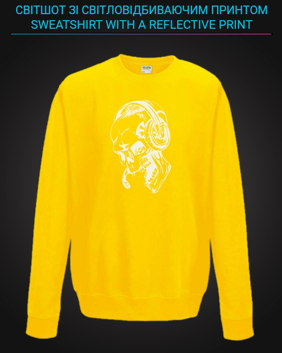sweatshirt with Reflective Print Skull Music - 5/6 yellow