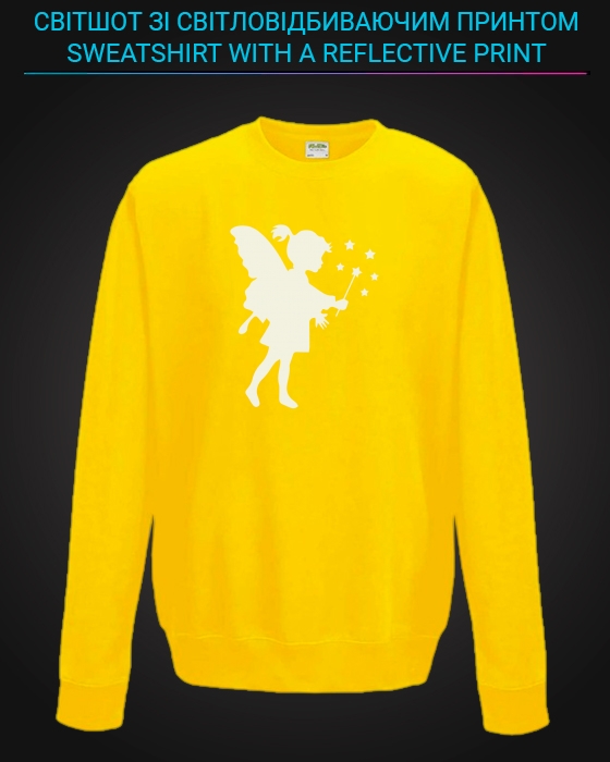 sweatshirt with Reflective Print Little Fairy - 5/6 yellow
