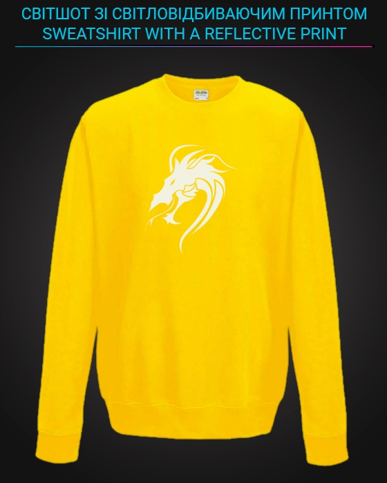 sweatshirt with Reflective Print Dragon Head Print - 5/6 yellow