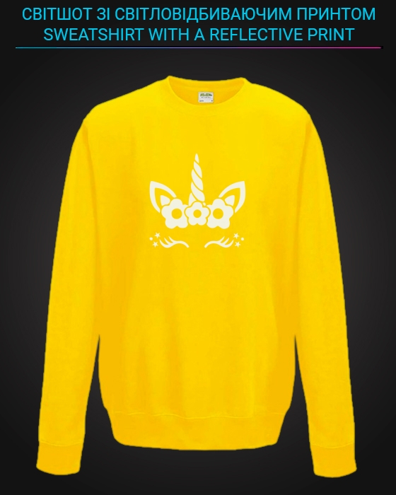 sweatshirt with Reflective Print Cute Little Unicorn - 5/6 yellow
