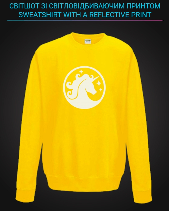 sweatshirt with Reflective Print Unicorn - 5/6 yellow
