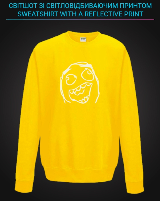 sweatshirt with Reflective Print Meme Face - 5/6 yellow