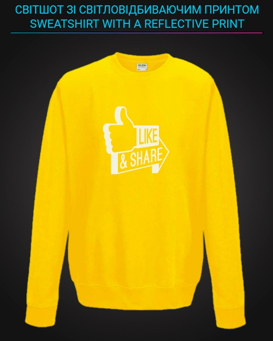 sweatshirt with Reflective Print Like And Share - 5/6 yellow