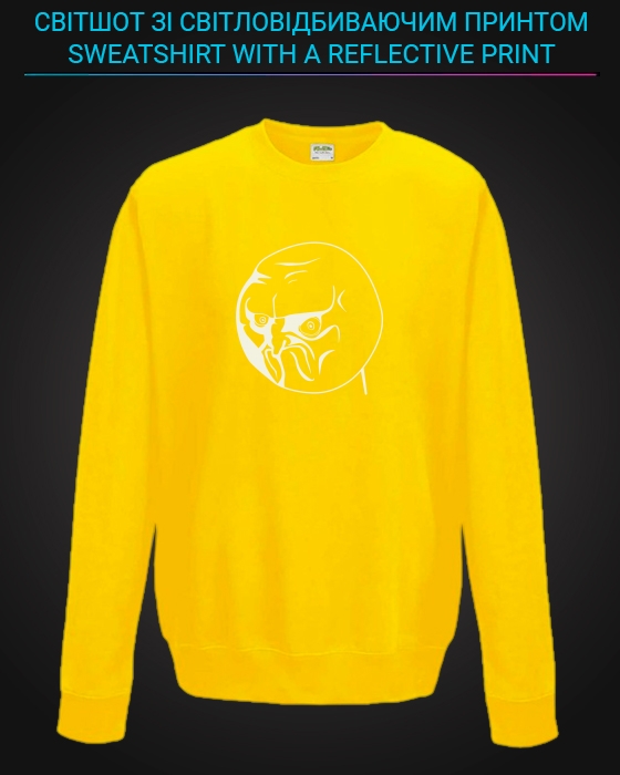 sweatshirt with Reflective Print Angry Face - 5/6 yellow