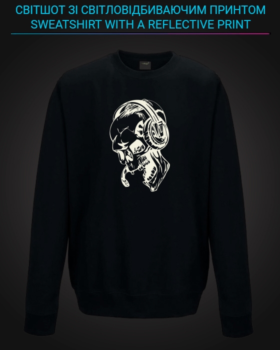 sweatshirt with Reflective Print Skull Music - 2XL black