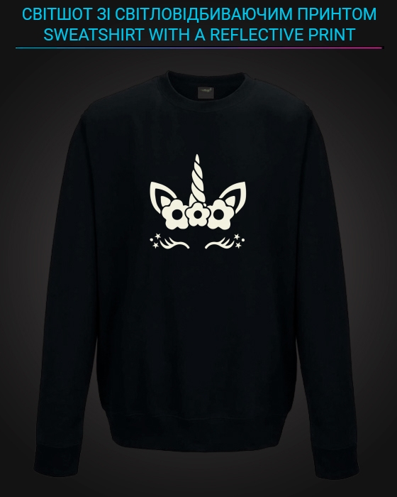 sweatshirt with Reflective Print Cute Little Unicorn - 2XL black