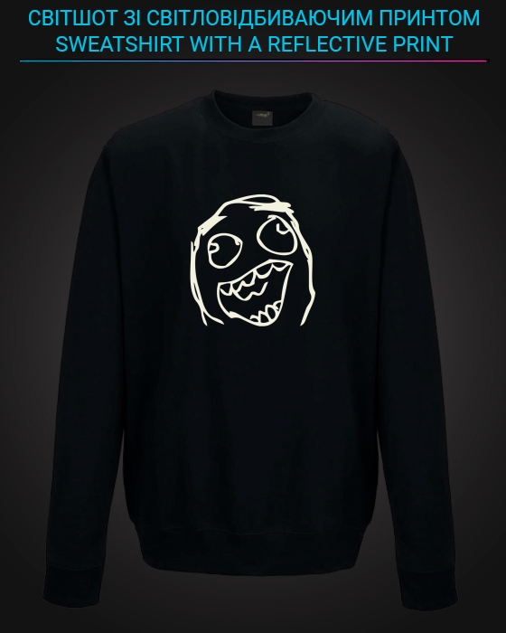 sweatshirt with Reflective Print Meme Face - 2XL black