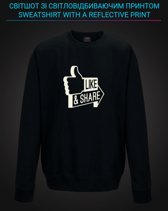 sweatshirt with Reflective Print Like And Share - 2XL black