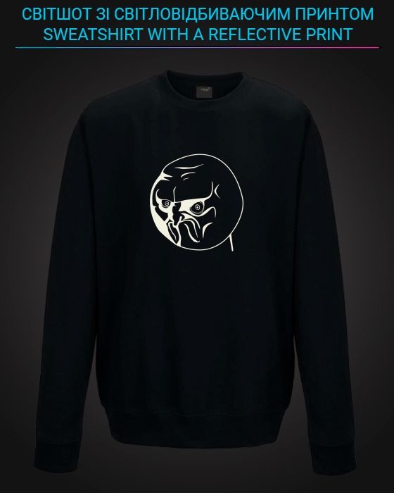 sweatshirt with Reflective Print Angry Face - 2XL black