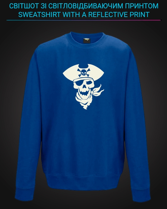 sweatshirt with Reflective Print Pirate Skull - 2XL blue