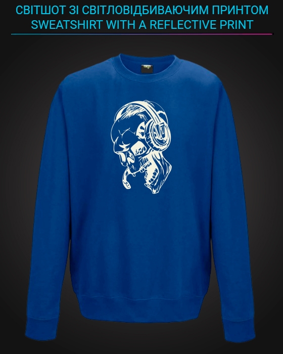 sweatshirt with Reflective Print Skull Music - 2XL blue