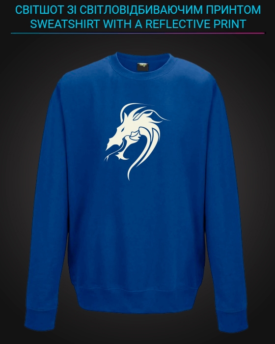 sweatshirt with Reflective Print Dragon Head Print - 2XL blue