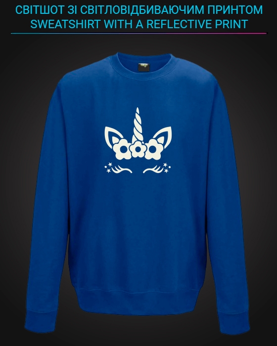 sweatshirt with Reflective Print Cute Little Unicorn - 2XL blue