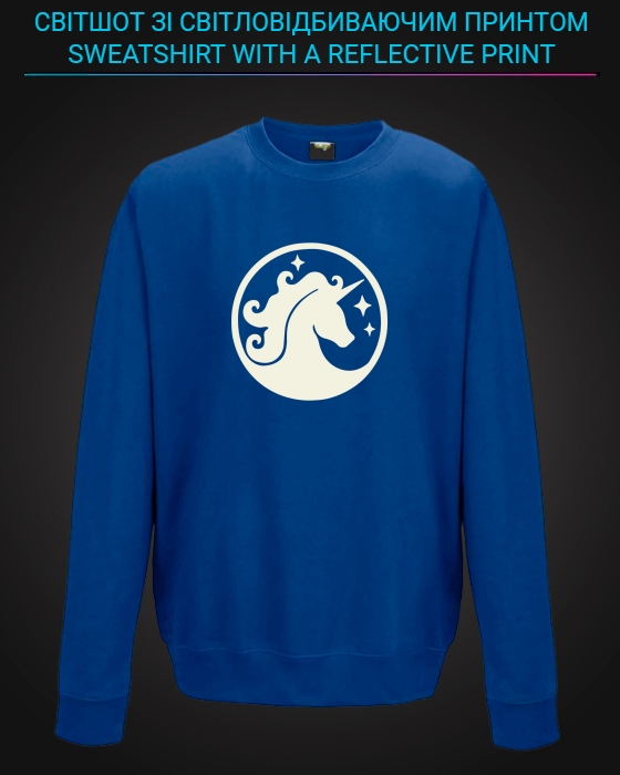 sweatshirt with Reflective Print Unicorn - 2XL blue