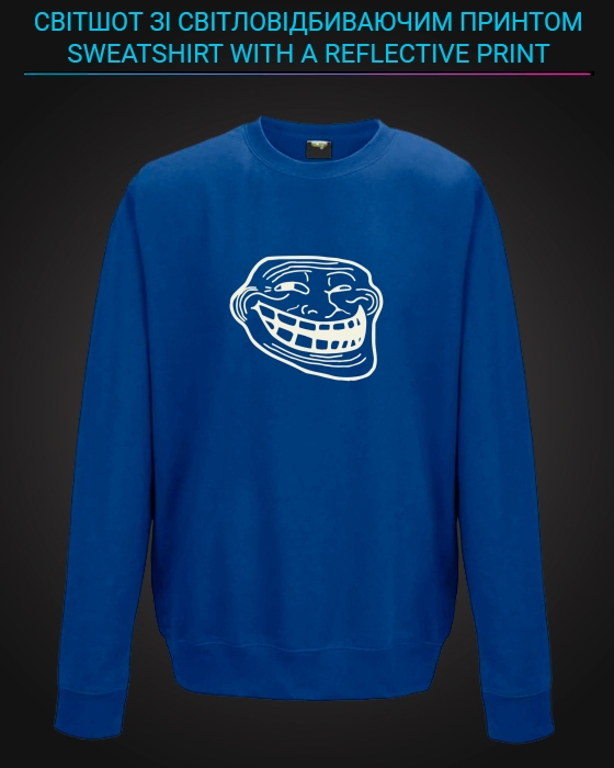 sweatshirt with Reflective Print Trollface - 2XL blue