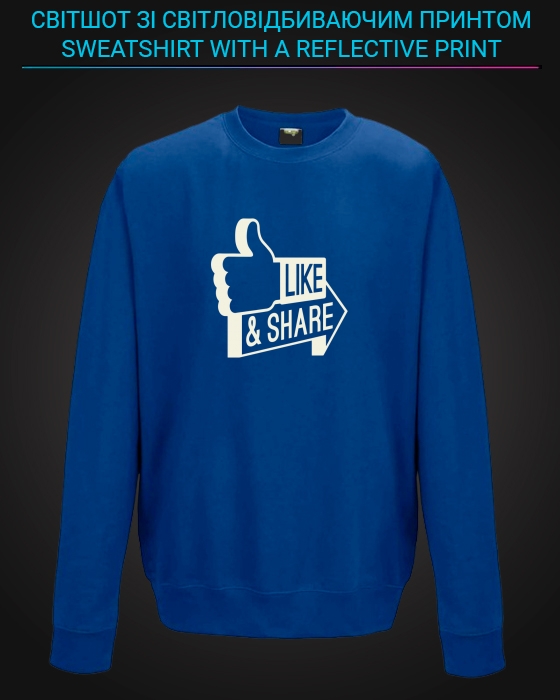 sweatshirt with Reflective Print Like And Share - 2XL blue
