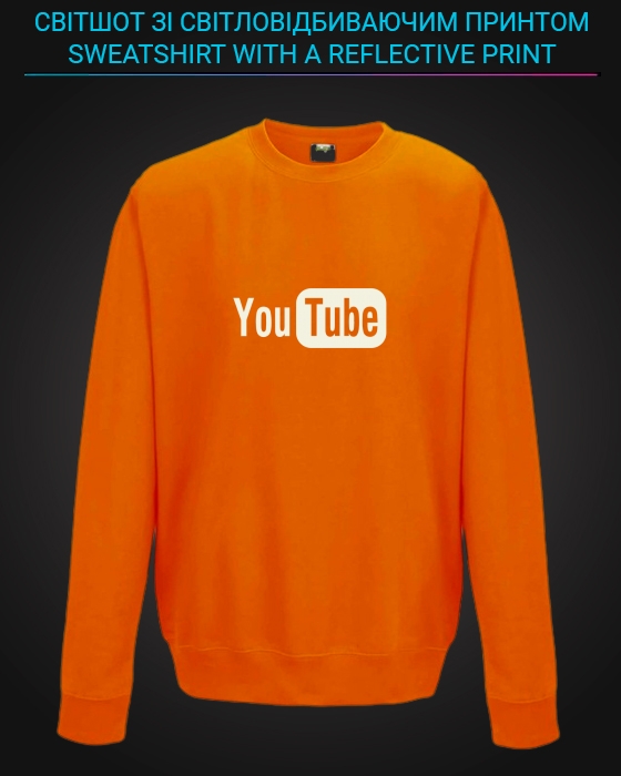 sweatshirt with Reflective Print Youtube - 2XL orange