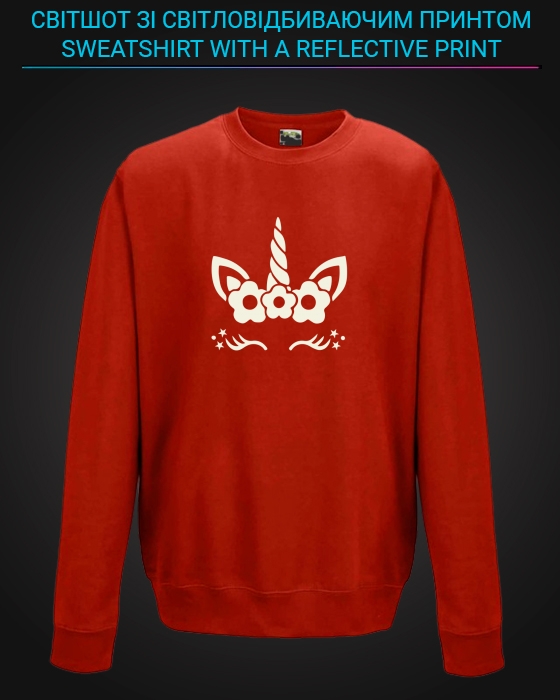 sweatshirt with Reflective Print Cute Little Unicorn - 2XL red