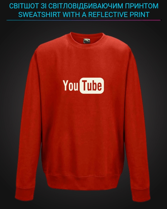 sweatshirt with Reflective Print Youtube - 2XL red