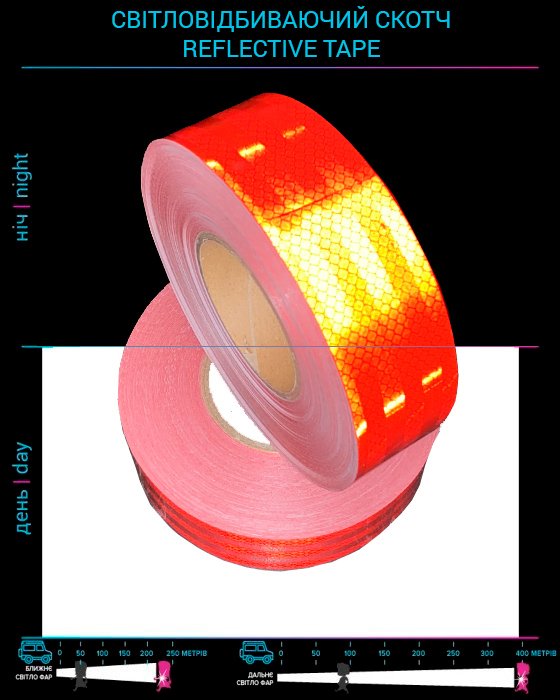 Adhesive tape Reflective PET 5cm * 45.7 meters / roll - red photo