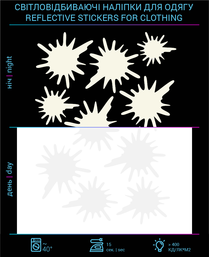 Blots reflective stickers for textiles