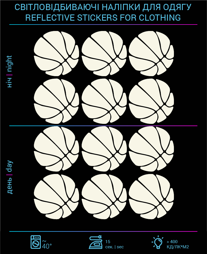 Наклейки Баскетбол світловідбиваючі для текстилю - фото 2