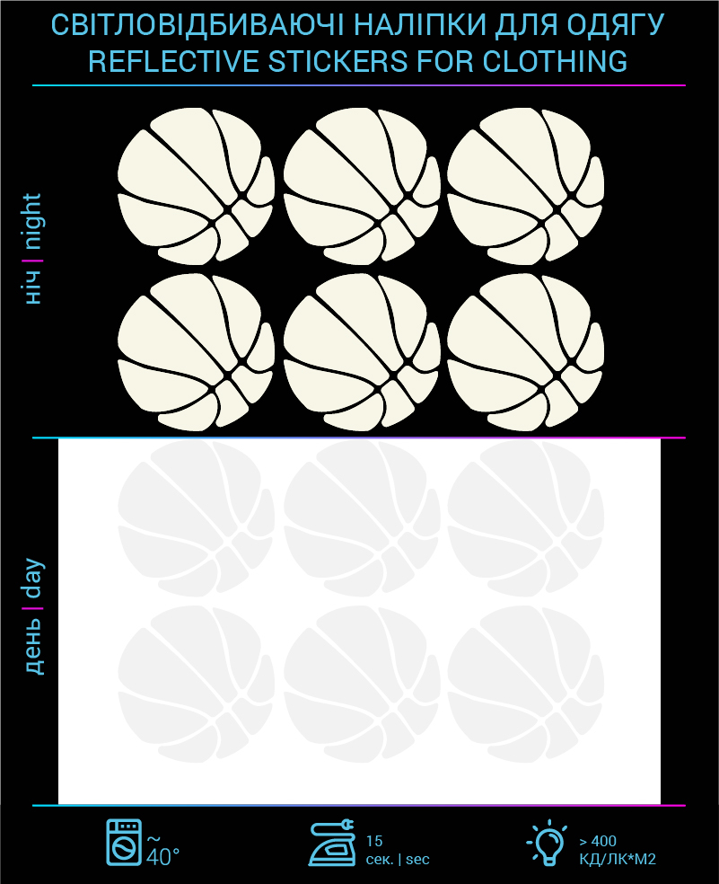 Наклейки Баскетбол світловідбиваючі для текстилю