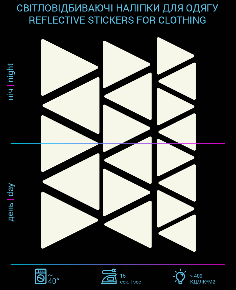 Наклейки Трикутники світловідбиваючі для текстилю - фото 2