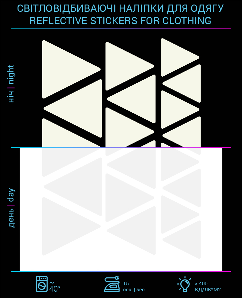 Наклейки Треугольники светоотражающие для текстиля