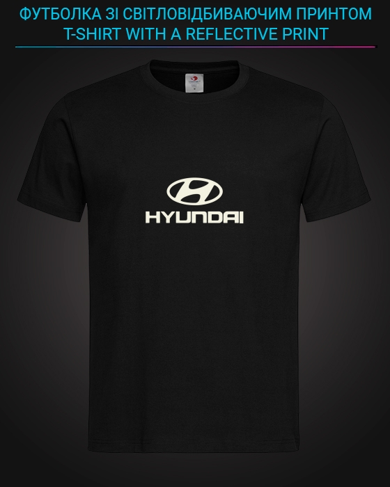 tshirt with Reflective Print Hyundai Logo - XS black