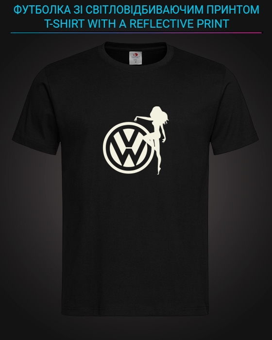 tshirt with Reflective Print Volkswagen Logo Girl - XS black