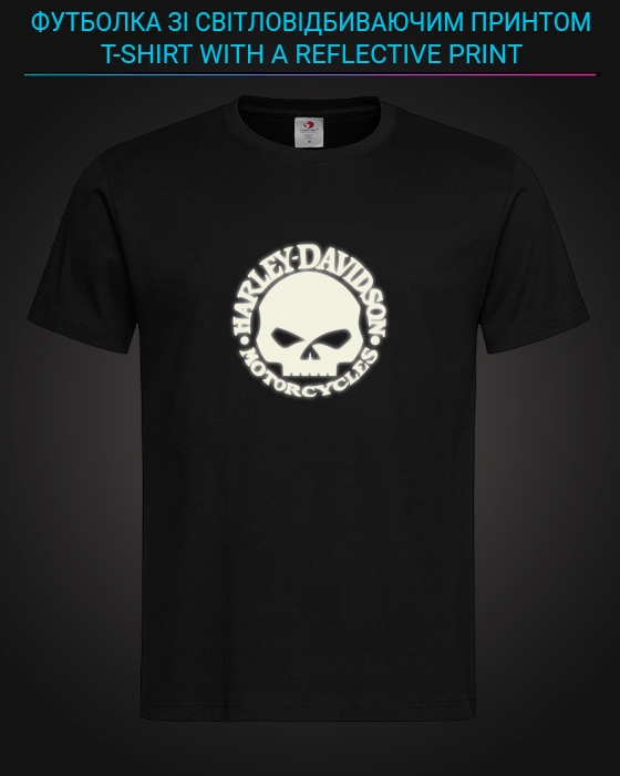 tshirt with Reflective Print Harley Davidson Skull - XS black