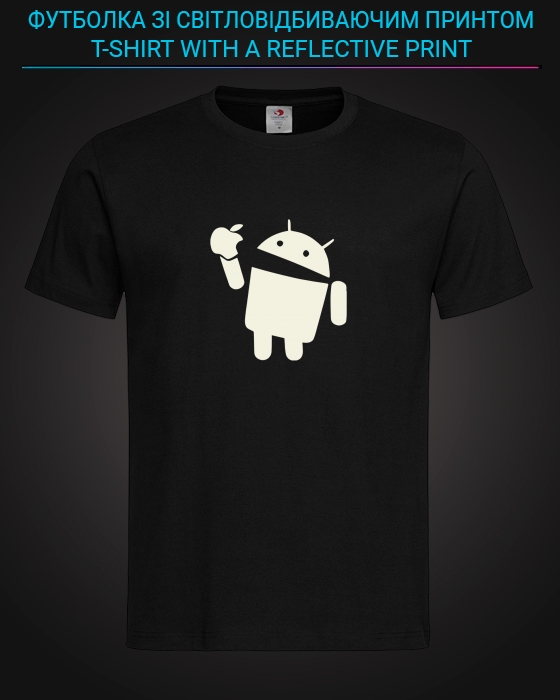 tshirt with Reflective Print Android - XS black
