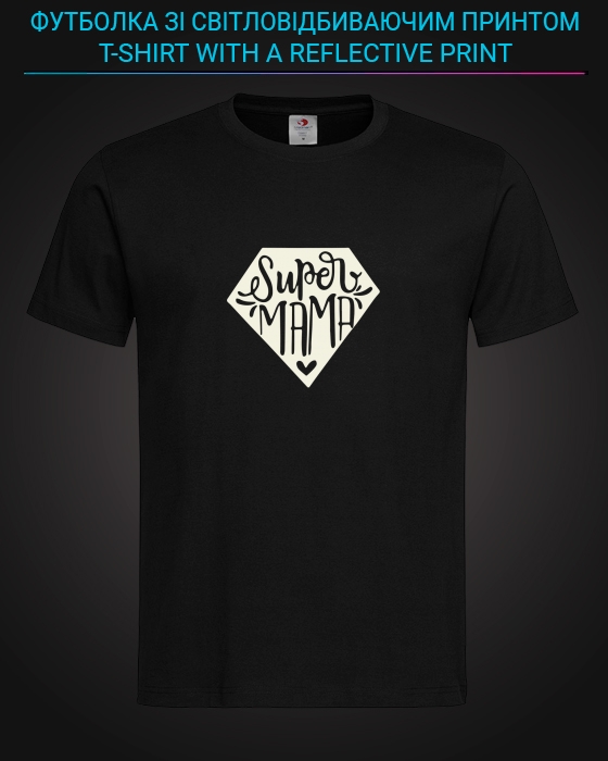 tshirt with Reflective Print Super Mama - XS black