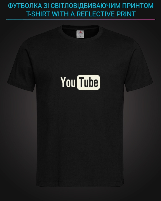 tshirt with Reflective Print Youtube - XS black