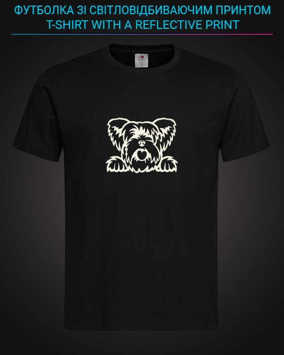 tshirt with Reflective Print Yorkshire Terrier Dog - XS black
