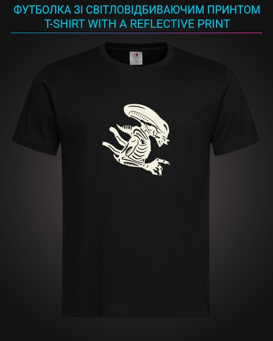 tshirt with Reflective Print Scary Alien - XS black