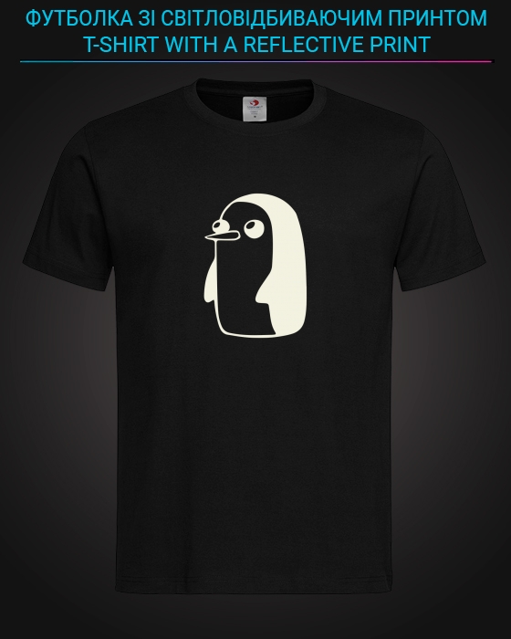 tshirt with Reflective Print Cute Penguin - XS black