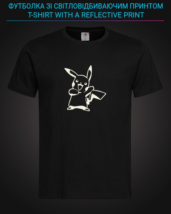 tshirt with Reflective Print Cute Pikachu - XS black