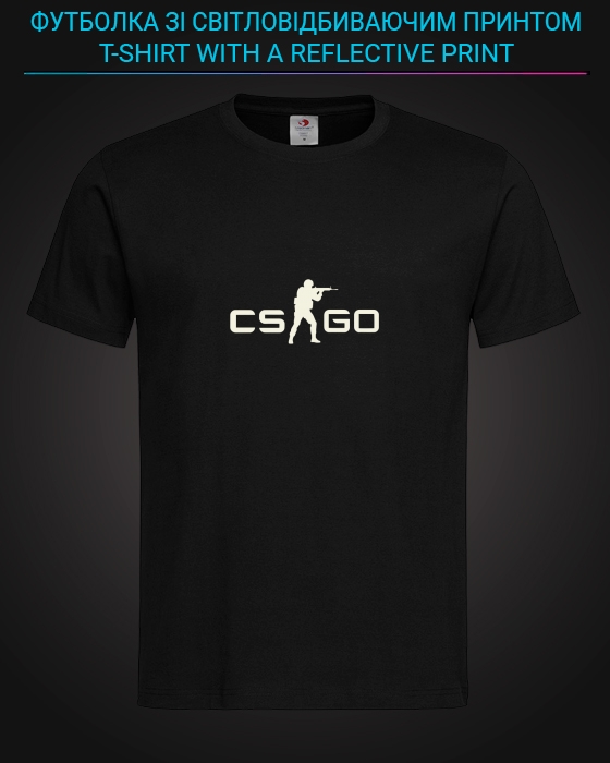 Футболка з світловідбиваючим принтом CS GO Логотип - XS чорна
