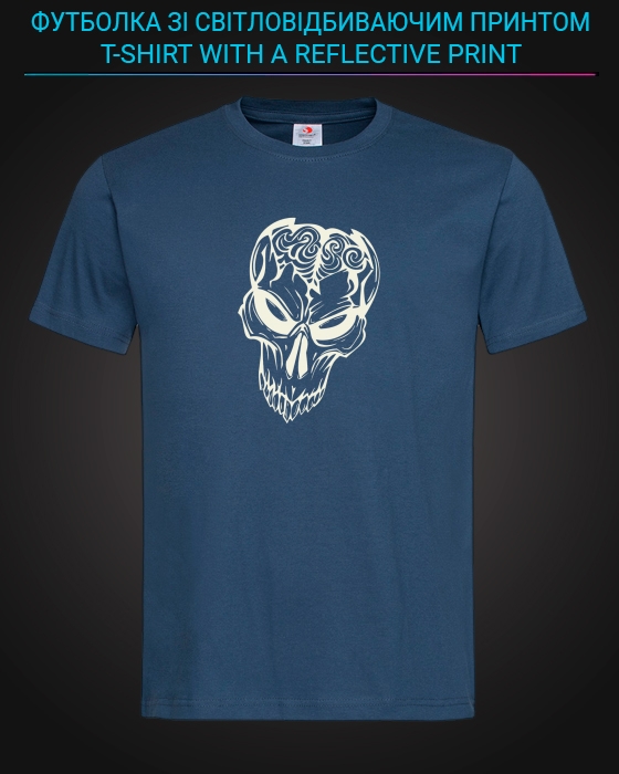 tshirt with Reflective Print Zombie - XS blue