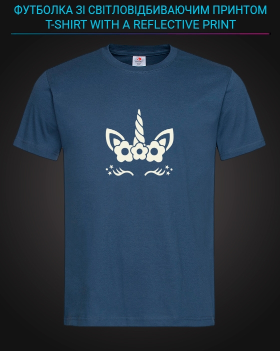 tshirt with Reflective Print Cute Little Unicorn - XS blue